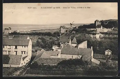 AK Saint-Laurent-sur-Mer, Hotel et Villas, arrivée à la Mer