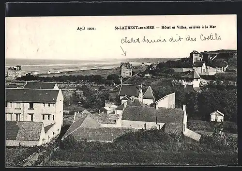 AK Saint-Laurent-sur-Mer, Hotel et Villas, arrivée à la Mer