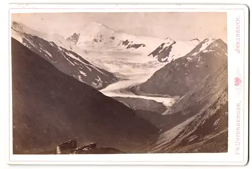 Fotografie Fr. Unterberger, Innsbruck, Ansicht Vent, Simulaun und Marzell Geltscher, Gletscherzunge