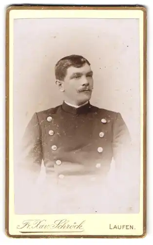 Fotografie Fr. Xav. Schröck, Laufen, Beamter in Uniform mit Mustasch