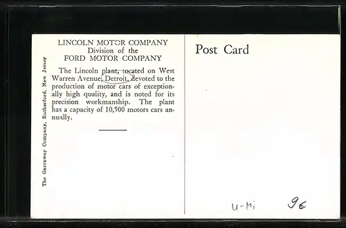 AK Detroit, MI, Lincoln Motor Company division of the Ford Motor Company