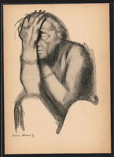 Künstler-AK Käthe Kollwitz: Nachdenkende Frau, 1920