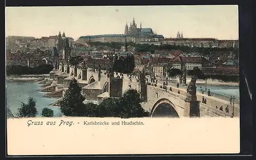 AK Prag / Praha, Karlsbrücke und Hradschin