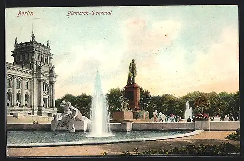 AK Berlin-Tiergarten, Partie am Bismarck-Denkmal