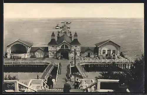 AK Sellin, Ostseebad, Gasthaus mit Seebrücke