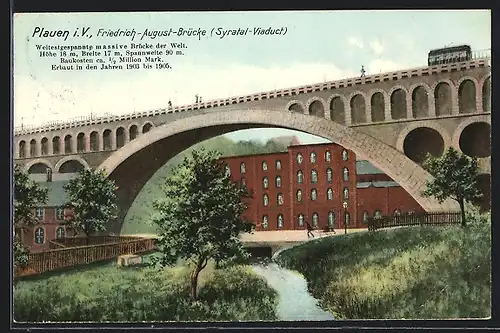 AK Plauen, Friedrich-August-Brücke, Syratal-Viaduct