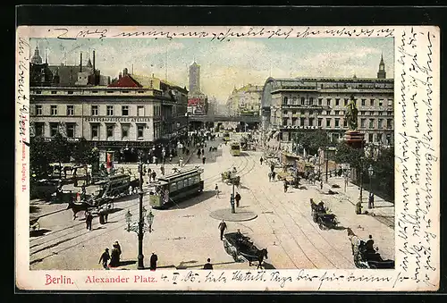 AK Berlin, Alexanderplatz, Strassenbahnen und Berolina