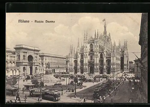 AK Milano, Piazza Duomo, Strassenbahn