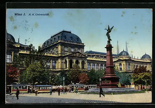 AK Wien, Strassenbahnen vor der K. K. Universität