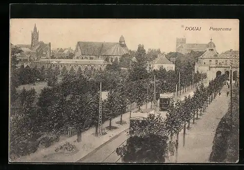 AK Douai, Panorama, Strassenbahn