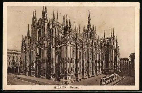 AK Milano, Duomo, Strassenbahn