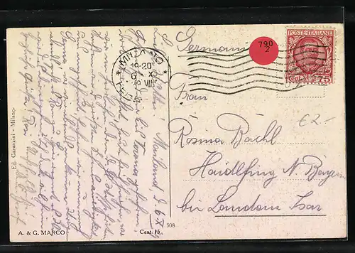 AK Milano, Duomo, Strassenbahn