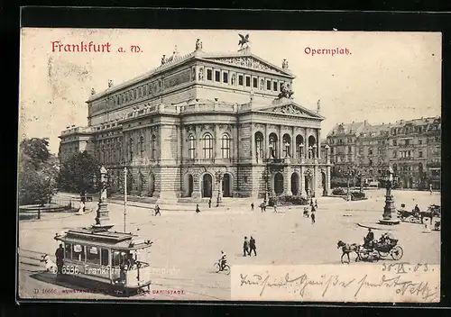 AK Frankfurt a. M., Strassenbahn auf dem Opernplatz