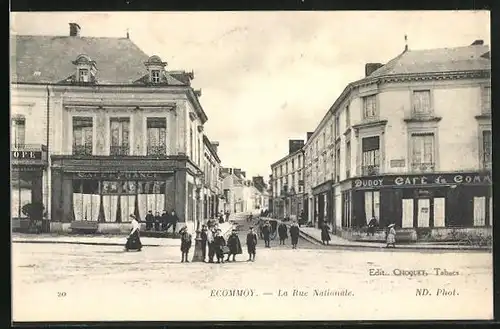 AK Ecommoy, La Rue Nationale, Strassenpartie
