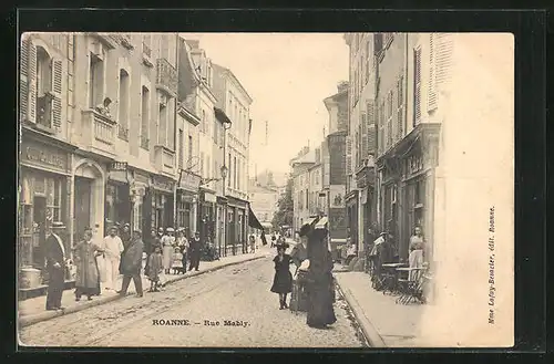 AK Roanne, Rue Mably, Strassenpartie