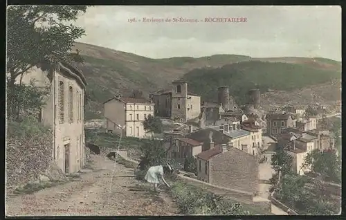 AK Rochetaillée (Loire), Ortsansicht von einem Weg aus