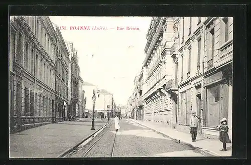 AK Roanne, Rue Brison, Strassenpartie