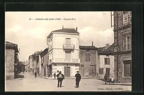 AK Chazelles-sur-Lyon, Grande-Rue, Strassenpartie