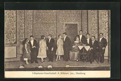 AK Liliputaner, Gesellschaft a. Scheuer, Gruppenbild