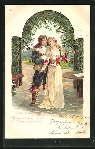 Lithographie Behüt Dich Gott!, Trompeter und seine Maid