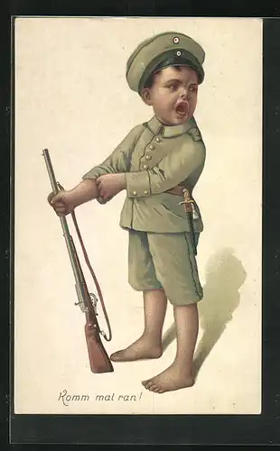 AK Kleiner Junge in Uniform, Kinder Kriegspropaganda