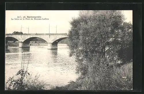 AK Sartrouville, La Seine et le Pont de Maisons-Laffitte