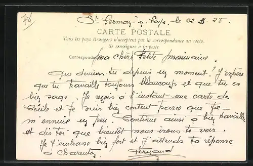 AK Saint-Germain, Statue de Thiers - Le Thèatre