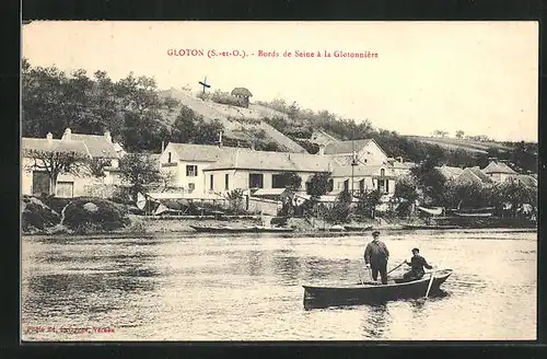 AK Gloton, Bords de Seine à la Glotonnière
