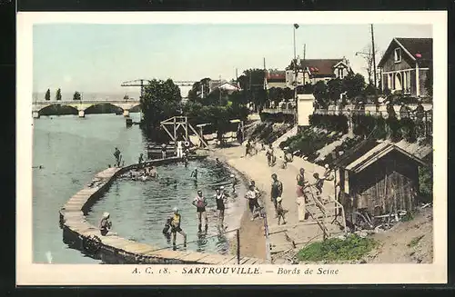 AK Satrouville, Bords de Seine