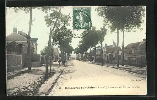 AK Bonnières-sur-Seine, Avenue de Paris et Mantes