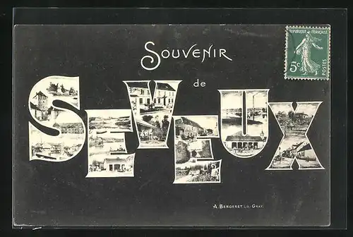 AK Seveux, Buchstaben mit Ansichtskartenmotiven