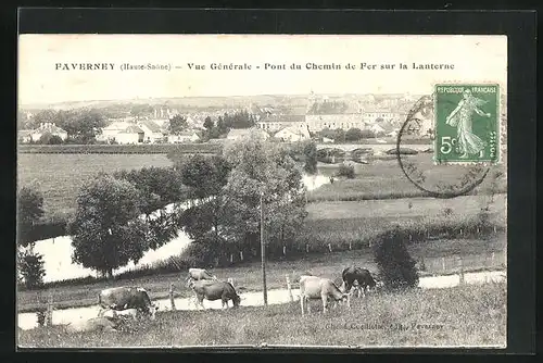AK Faverney, Vue Gènèrale - Pont du Chemin de Fer sur la Lanterne