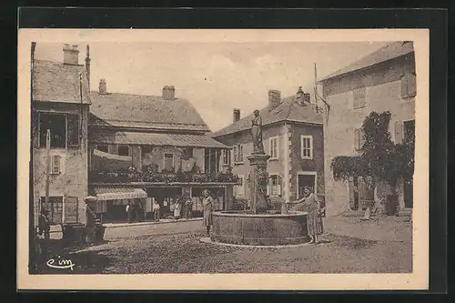 AK Viuz-en-Sallaz, Place de la Fontaine