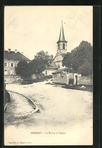 AK Membrey, La Mairie et l`Eglise