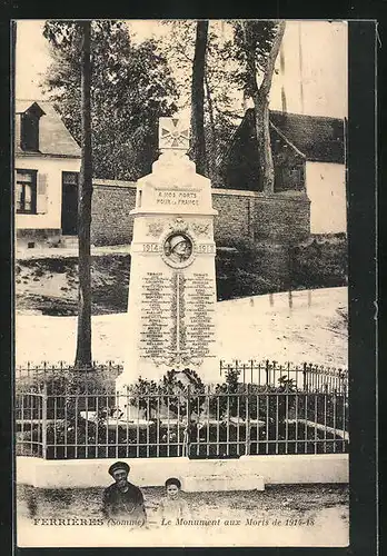 AK Ferrières, Le Monument aux Morts de 1914-18