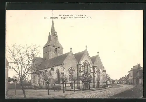 AK Lihons, L`Eglise et la Grande Rue