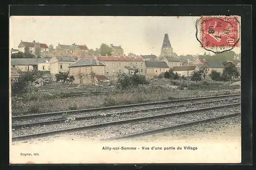 AK Ailly-sur-Somme, Vue d`une partie du Village