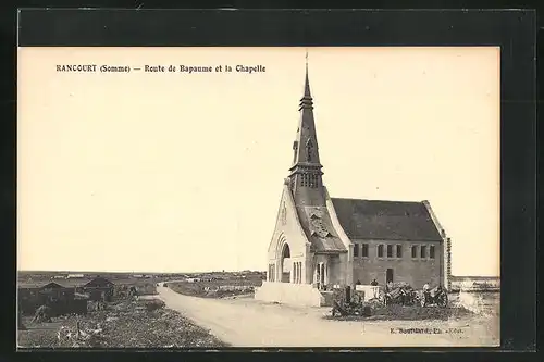 AK Rancourt, Route de Bapaume et la Chapelle