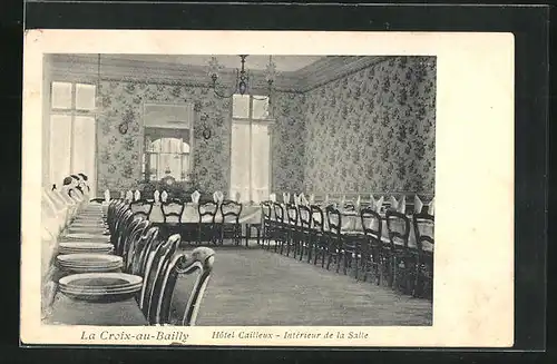 AK La Croix-au-Bailly, Hôtel Cailleux, Intérieur de la Salle