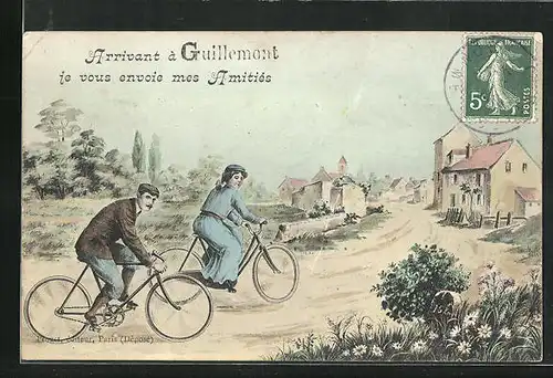 AK Guillemont, Radfahrer vor dem Dorfe