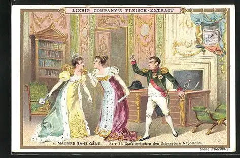 Sammelbild Liebig, Madame Sans-Gêne, Zank zwischen den Schwestern Napoleons