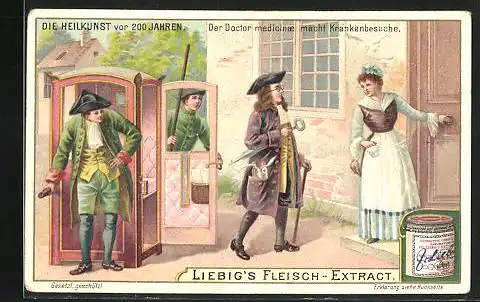 Sammelbild Liebig, Die Heilkunst vor 200 Jahren, Der Doctor medicinae macht Krankenbesuche