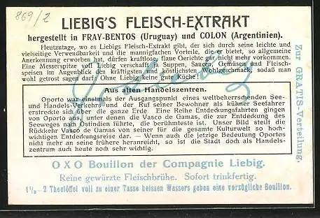 Sammelbild Liebig, Aus alten Handelszentren, Vasco de Gama`s Rückkehr nach Oporto