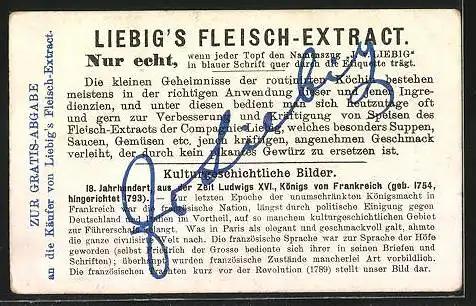 Sammelbild Liebig, Kulturgeschichtliche Bilder, Zur Zeit Ludwig`s XVI