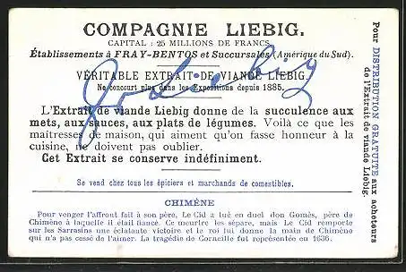 Sammelbild Liebig, Le Cid, Corneille
