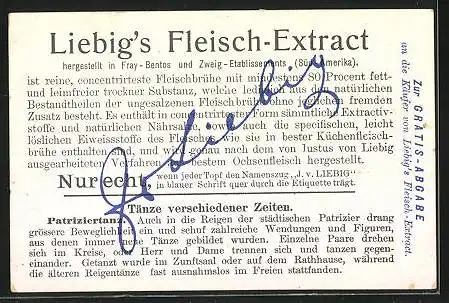 Sammelbild Liebig, Serie: Tänze verschiedener Zeiten, Nürnberg, Patriziertanz um 1400