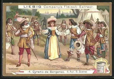 Sammelbild Liebig, Cyrano de Bergerac, Bild 4, 4. Act, 5. Scene