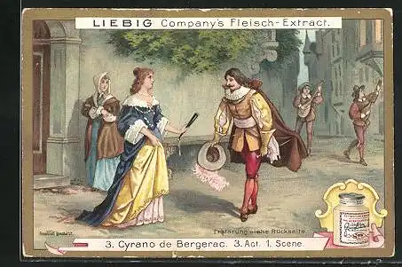 Sammelbild Liebig, Cyrano de Bergerac, Bild 3. Act, 1. Scene
