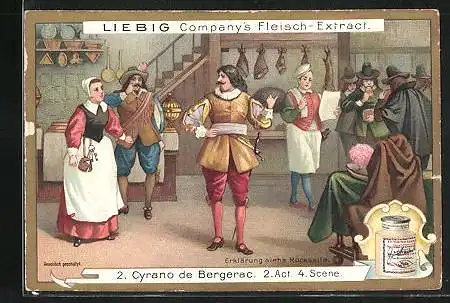 Sammelbild Liebig, Cyrano de Bergerac, Bild 2, 2. Act, 4. Scene