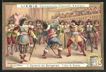 Sammelbild Liebig, Cyrano de Bergerac, Bild 1, 1. Act, 4. Scene